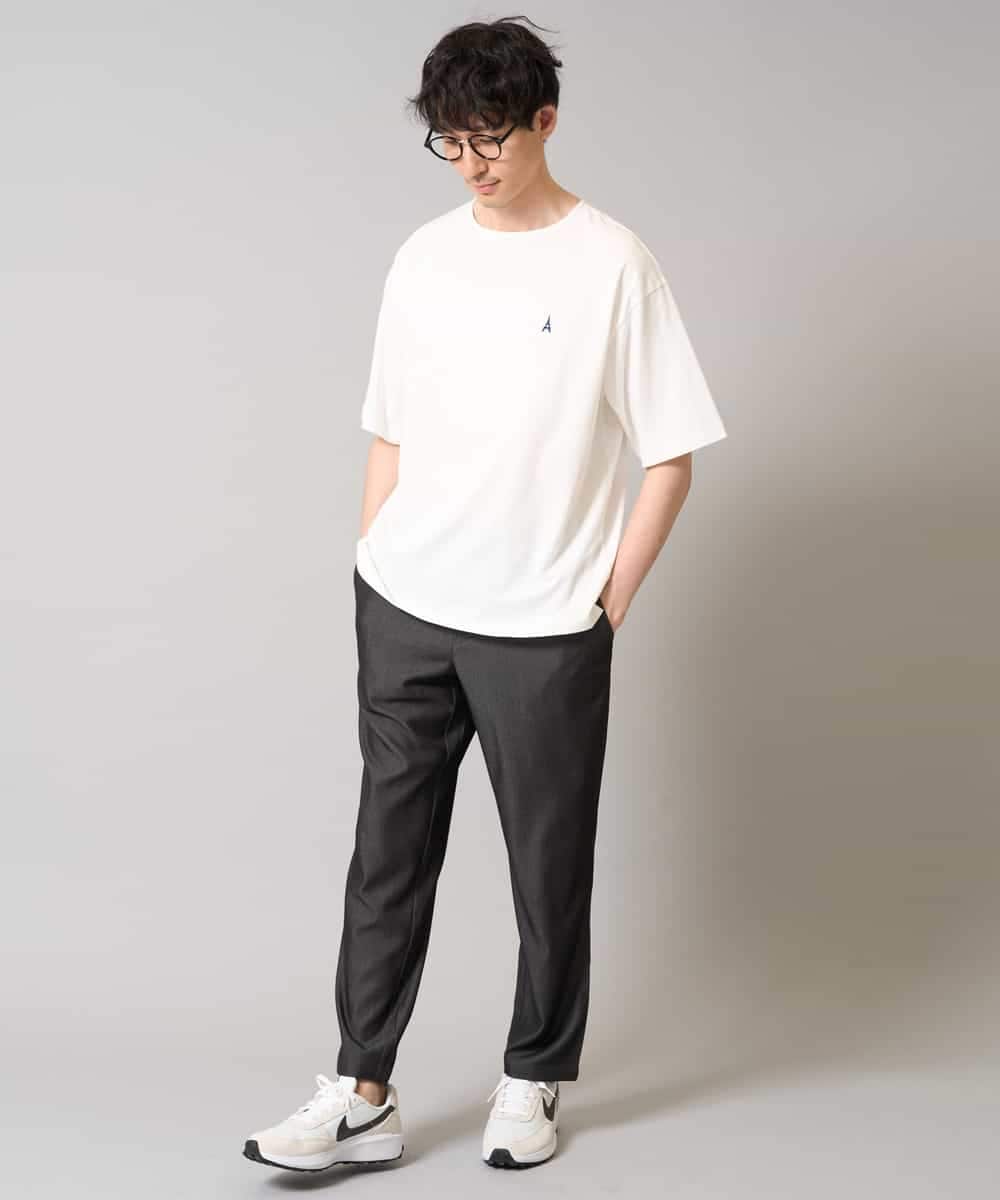 KHKGA60029 a.v.v MEN(アー・ヴェ・ヴェ) 【接触冷感】ワンポイント刺繍ボートネックカットソー ライトグレー