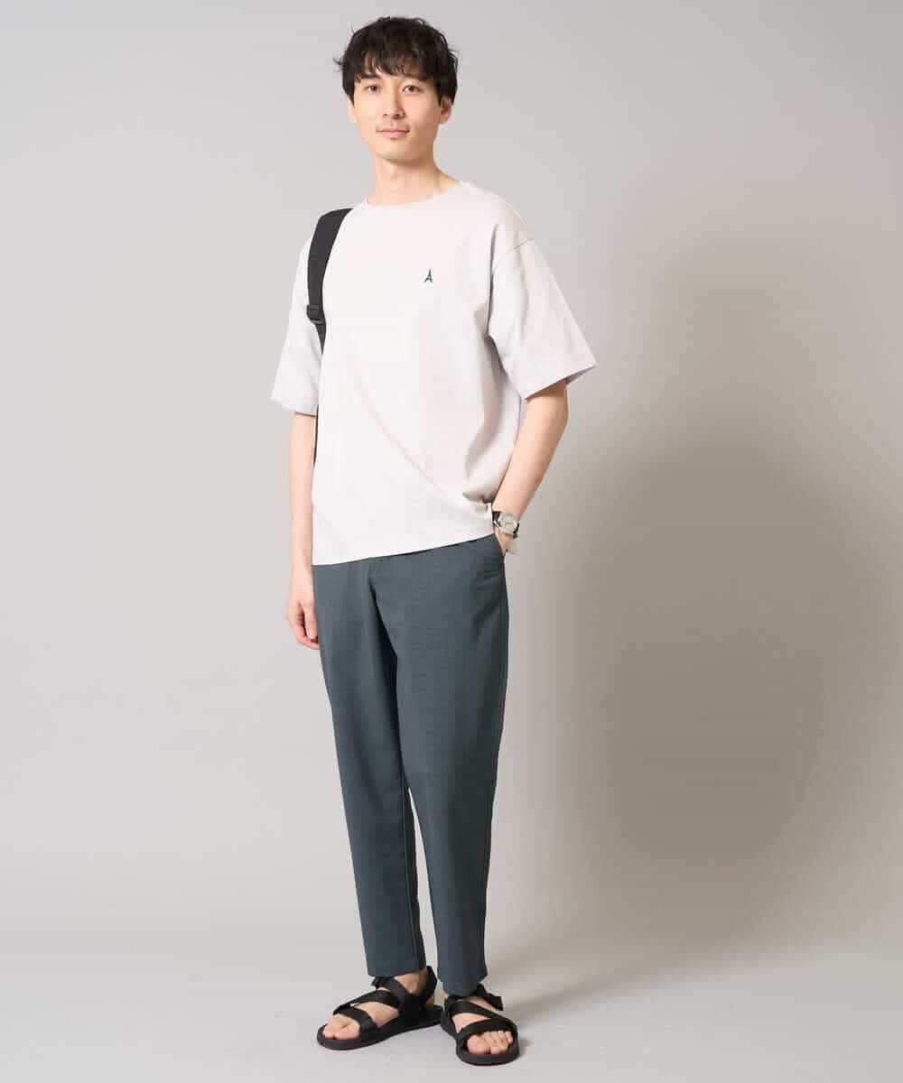 KHKGA60029 a.v.v MEN(アー・ヴェ・ヴェ) 【接触冷感】ワンポイント刺繍ボートネックカットソー ライトグレー