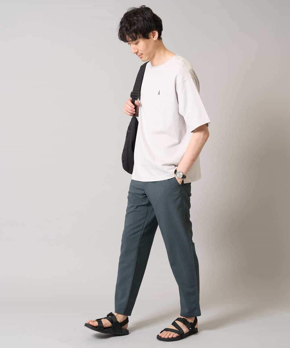 KHKGA60029 a.v.v MEN(アー・ヴェ・ヴェ) 【接触冷感】ワンポイント刺繍ボートネックカットソー ライトグレー
