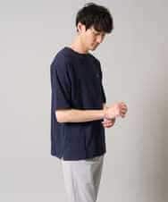 KHKGA60029 a.v.v MEN(アー・ヴェ・ヴェ) 【接触冷感】ワンポイント刺繍ボートネックカットソー ライトグレー