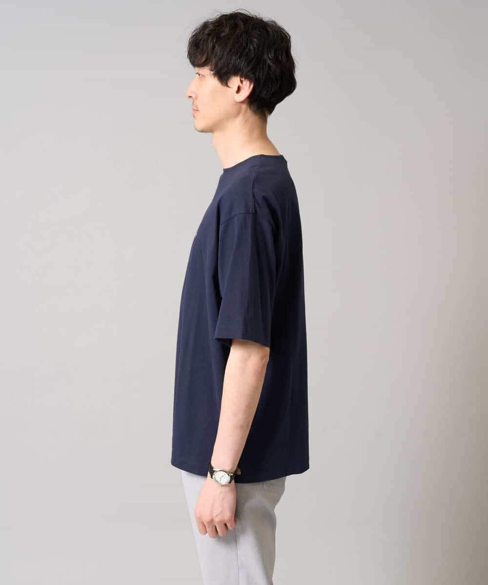 KHKGA60029 a.v.v MEN(アー・ヴェ・ヴェ) 【接触冷感】ワンポイント刺繍ボートネックカットソー ライトグレー
