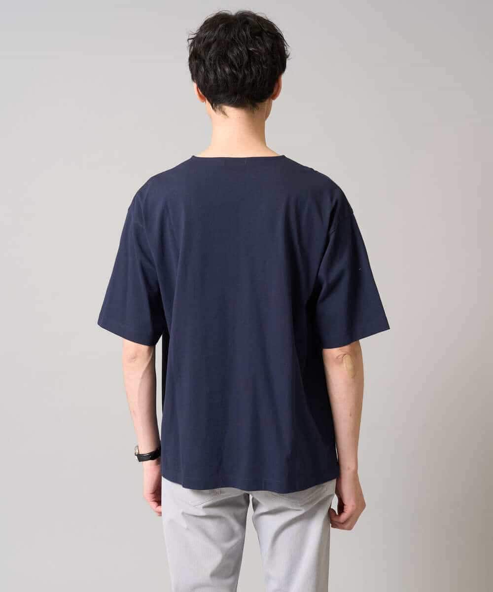 KHKGA60029 a.v.v MEN(アー・ヴェ・ヴェ) 【接触冷感】ワンポイント刺繍ボートネックカットソー ライトグレー