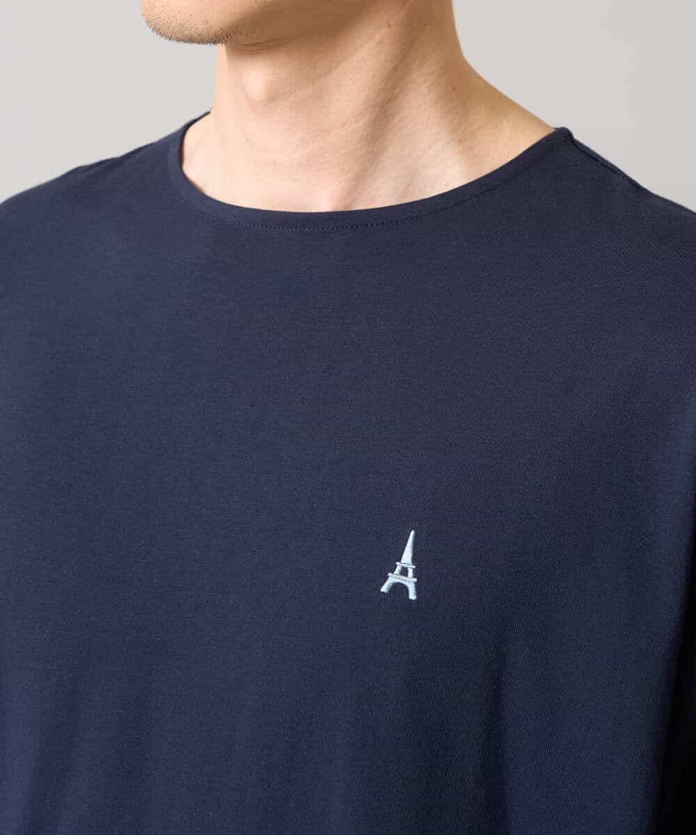 KHKGA60029 a.v.v MEN(アー・ヴェ・ヴェ) 【接触冷感】ワンポイント刺繍ボートネックカットソー ライトグレー
