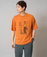 KHKGA61044 a.v.v MEN(アー・ヴェ・ヴェ) 【接触冷感】イラストレーターコラボプリンワイドシルエットカットソー【uca U】 ホワイト