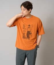 KHKGA61044 a.v.v MEN(アー・ヴェ・ヴェ) 【接触冷感】イラストレーターコラボプリンワイドシルエットカットソー【uca U】 ホワイト