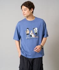 KHKGA62044 a.v.v MEN(アー・ヴェ・ヴェ) 【接触冷感】イラストレーターコラボプリンワイドシルエットカットソー【mitaina pro】 ブルー