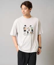 KHKGA62044 a.v.v MEN(アー・ヴェ・ヴェ) 【接触冷感】イラストレーターコラボプリンワイドシルエットカットソー【mitaina pro】 ブルー