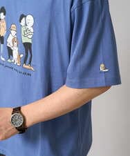 KHKGA62044 a.v.v MEN(アー・ヴェ・ヴェ) 【接触冷感】イラストレーターコラボプリンワイドシルエットカットソー【mitaina pro】 ブルー