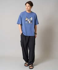 KHKGA62044 a.v.v MEN(アー・ヴェ・ヴェ) 【接触冷感】イラストレーターコラボプリンワイドシルエットカットソー【mitaina pro】 ブルー