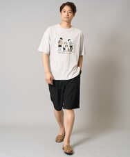 KHKGA62044 a.v.v MEN(アー・ヴェ・ヴェ) 【接触冷感】イラストレーターコラボプリンワイドシルエットカットソー【mitaina pro】 ブルー