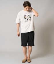 KHKGA62044 a.v.v MEN(アー・ヴェ・ヴェ) 【接触冷感】イラストレーターコラボプリンワイドシルエットカットソー【mitaina pro】 ブルー