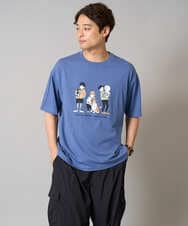 KHKGA62044 a.v.v MEN(アー・ヴェ・ヴェ) 【接触冷感】イラストレーターコラボプリンワイドシルエットカットソー【mitaina pro】 ブルー
