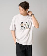 KHKGA62044 a.v.v MEN(アー・ヴェ・ヴェ) 【接触冷感】イラストレーターコラボプリンワイドシルエットカットソー【mitaina pro】 ライトグレー