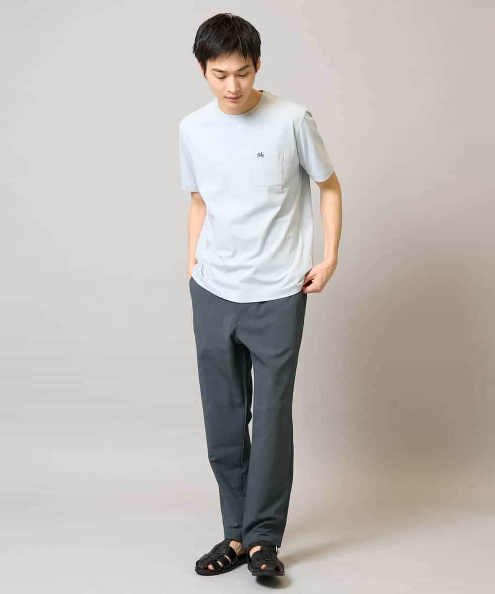 KHKGA75029 a.v.v MEN(アー・ヴェ・ヴェ) 【接触冷感/コットン100％】ワンポイント刺繍カットソー ライトグレー