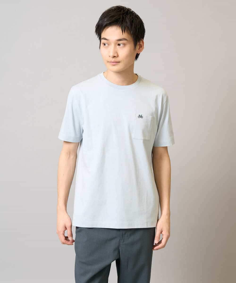 KHKGA75029 a.v.v MEN(アー・ヴェ・ヴェ) 【接触冷感/コットン100％】ワンポイント刺繍カットソー ライトグレー
