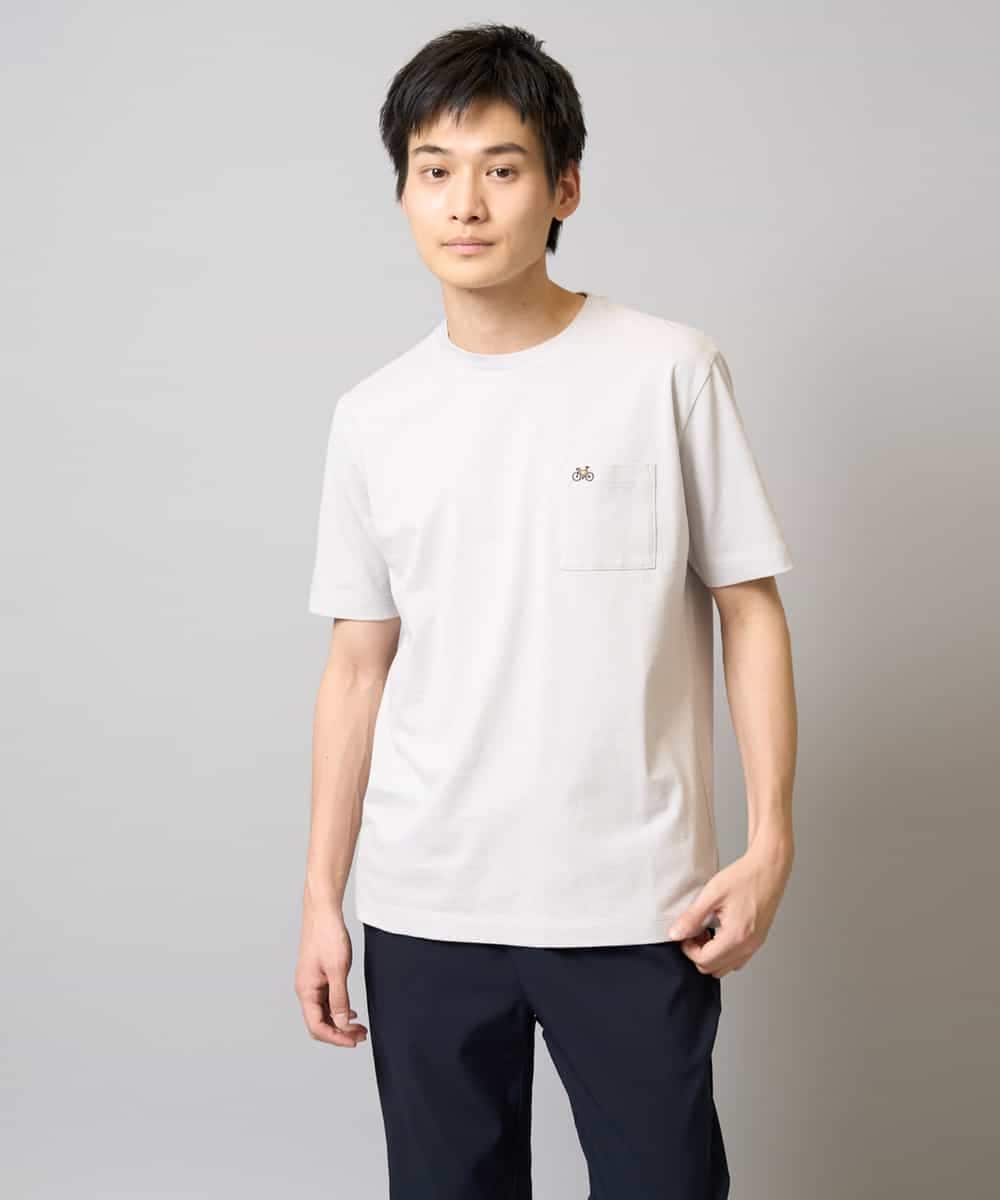 KHKGA75029 a.v.v MEN(アー・ヴェ・ヴェ) 【接触冷感/コットン100％】ワンポイント刺繍カットソー ライトグレー