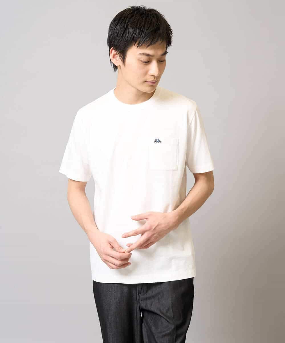KHKGA75029 a.v.v MEN(アー・ヴェ・ヴェ) 【接触冷感/コットン100％】ワンポイント刺繍カットソー ライトグレー