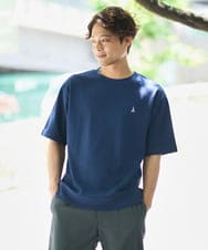 KHKGA89039 a.v.v MEN(アー・ヴェ・ヴェ) 【イージーケア/接触冷感】ライトアゼ半袖Ｔシャツ ワンポイント刺繍 ブルー