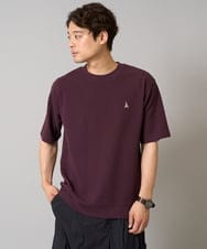 KHKGA89039 a.v.v MEN(アー・ヴェ・ヴェ) 【イージーケア/接触冷感】ライトアゼ半袖Ｔシャツ ワンポイント刺繍 ボルドー