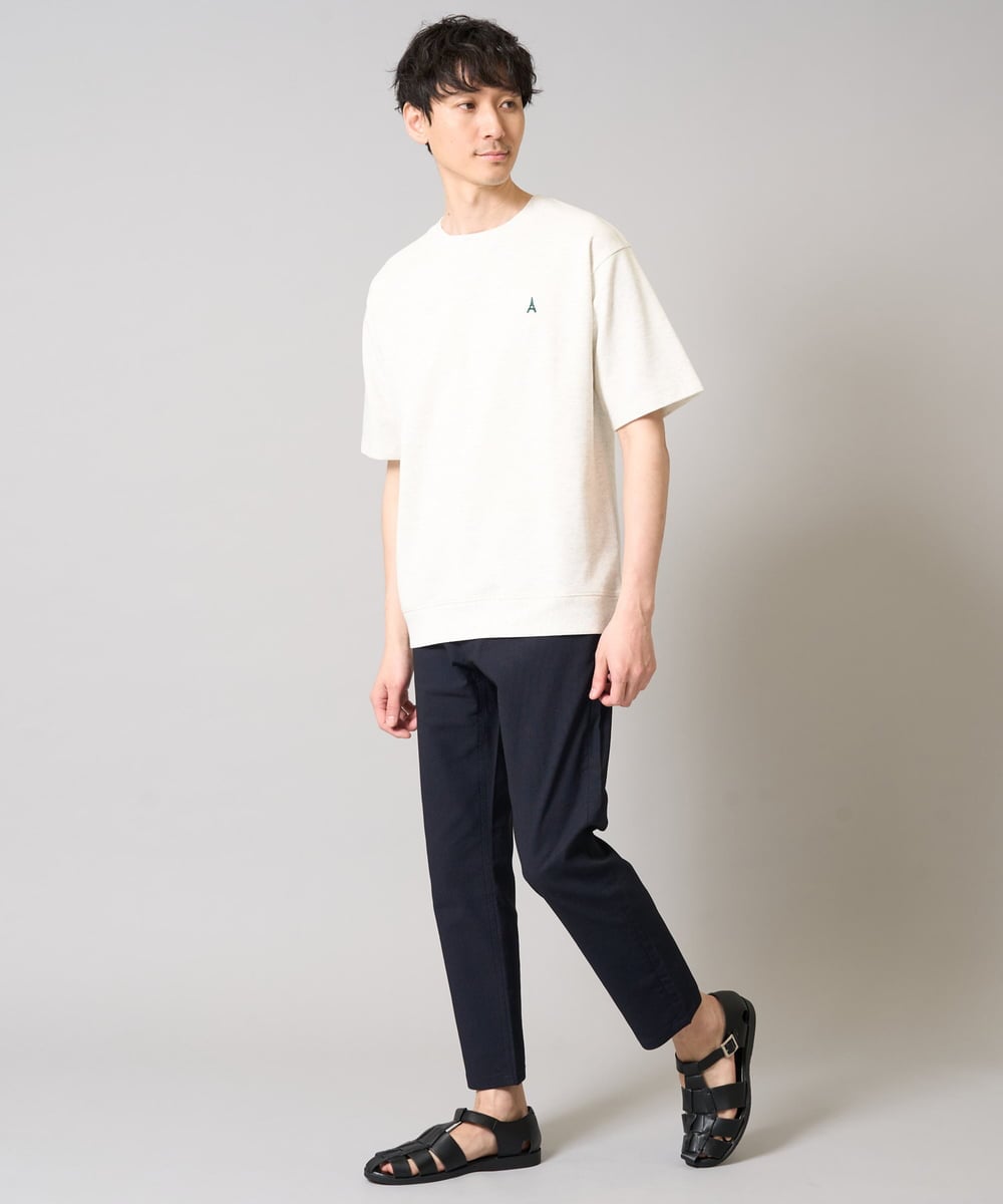 KHKGA89039 a.v.v MEN(アー・ヴェ・ヴェ) 【イージーケア/接触冷感】ライトアゼワンポイント刺繍スウェットＴ ブラック
