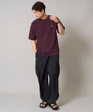 KHKGA89039 a.v.v MEN(アー・ヴェ・ヴェ) 【イージーケア/接触冷感】ライトアゼ半袖Ｔシャツ ワンポイント刺繍 ブラック