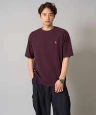 KHKGA89039 a.v.v MEN(アー・ヴェ・ヴェ) 【イージーケア/接触冷感】ライトアゼ半袖Ｔシャツ ワンポイント刺繍 ブラック