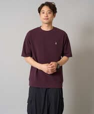KHKGA89039 a.v.v MEN(アー・ヴェ・ヴェ) 【イージーケア/接触冷感】ライトアゼ半袖Ｔシャツ ワンポイント刺繍 ブラック