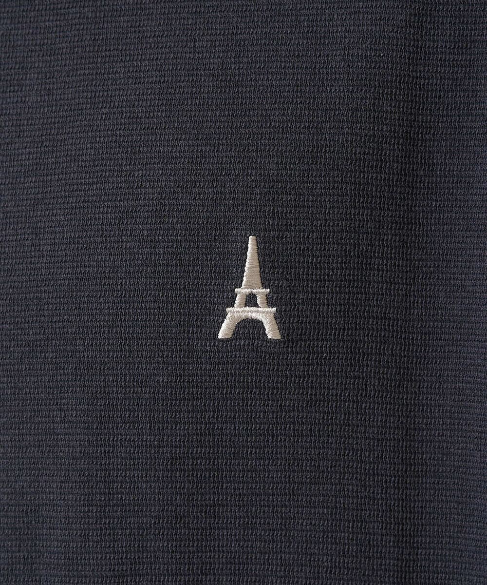KHKGA89039 a.v.v MEN(アー・ヴェ・ヴェ) 【イージーケア/接触冷感】ライトアゼ半袖Ｔシャツ ワンポイント刺繍 ブラック