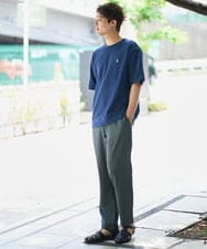 KHKGA89039 a.v.v MEN(アー・ヴェ・ヴェ) 【イージーケア/接触冷感】ライトアゼ半袖Ｔシャツ ワンポイント刺繍 ブラック