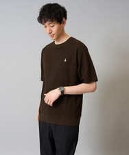 KHKGA89039 a.v.v MEN(アー・ヴェ・ヴェ) 【イージーケア/接触冷感】ライトアゼ半袖Ｔシャツ ワンポイント刺繍 ブラック