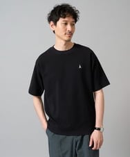 KHKGA89039 a.v.v MEN(アー・ヴェ・ヴェ) 【イージーケア/接触冷感】ライトアゼ半袖Ｔシャツ ワンポイント刺繍 ブラック