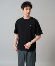 KHKGA89039 a.v.v MEN(アー・ヴェ・ヴェ) 【イージーケア/接触冷感】ライトアゼ半袖Ｔシャツ ワンポイント刺繍 ブラック