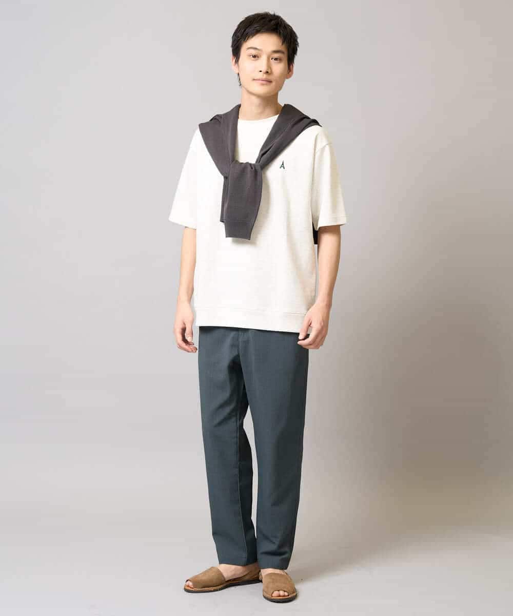 KHKGA89039 a.v.v MEN(アー・ヴェ・ヴェ) 【イージーケア/接触冷感】ライトアゼワンポイント刺繍スウェットＴ ブラック