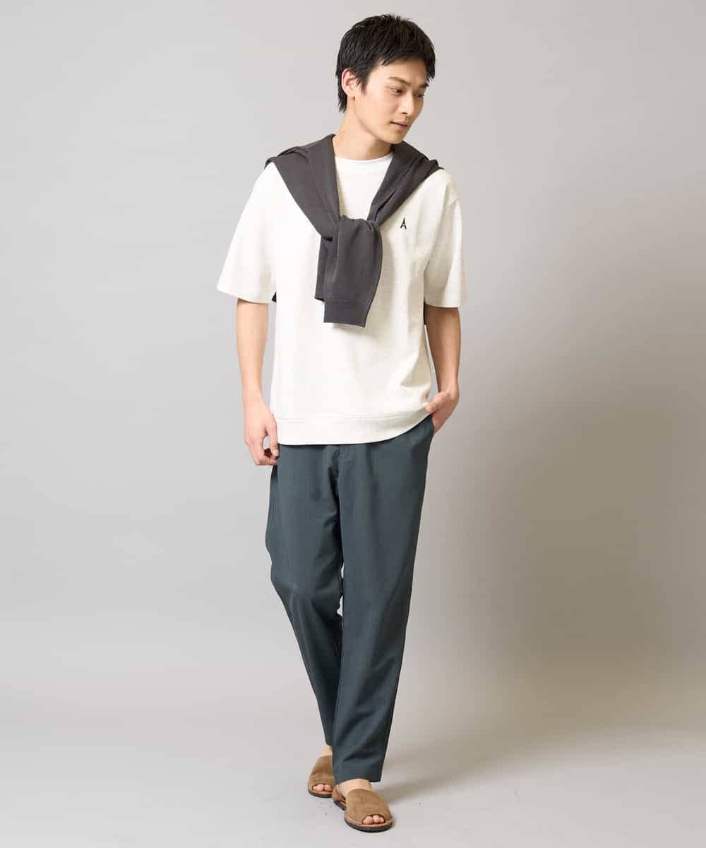 KHKGA89039 a.v.v MEN(アー・ヴェ・ヴェ) 【イージーケア/接触冷感】ライトアゼワンポイント刺繍スウェットＴ ブラック