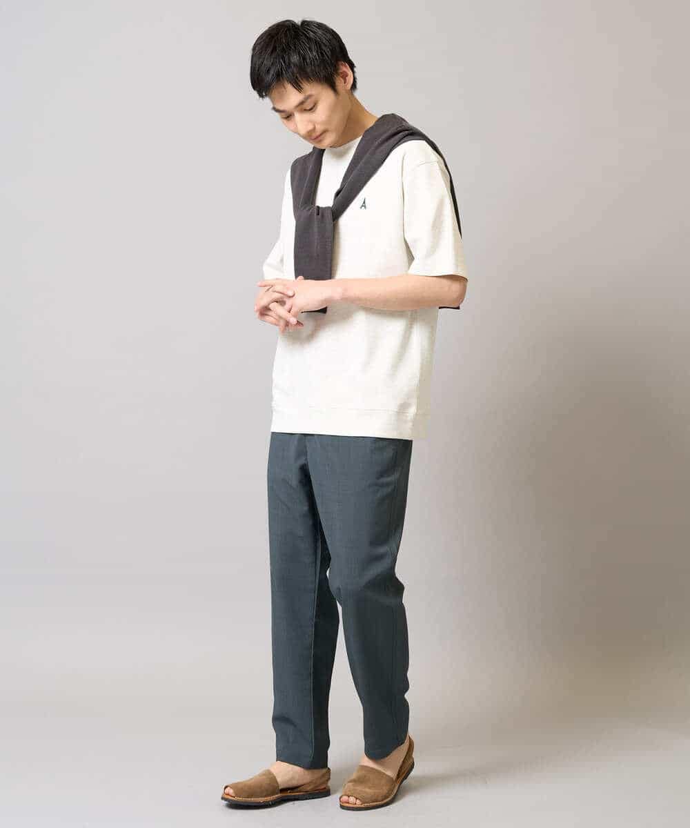 KHKGA89039 a.v.v MEN(アー・ヴェ・ヴェ) 【イージーケア/接触冷感】ライトアゼワンポイント刺繍スウェットＴ ブラック