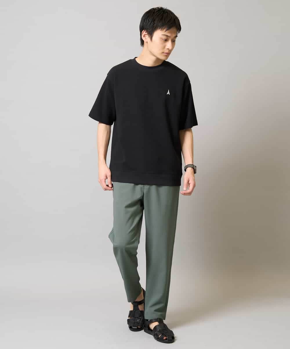 KHKGA89039 a.v.v MEN(アー・ヴェ・ヴェ) 【イージーケア/接触冷感】ライトアゼワンポイント刺繍スウェットＴ ブラック