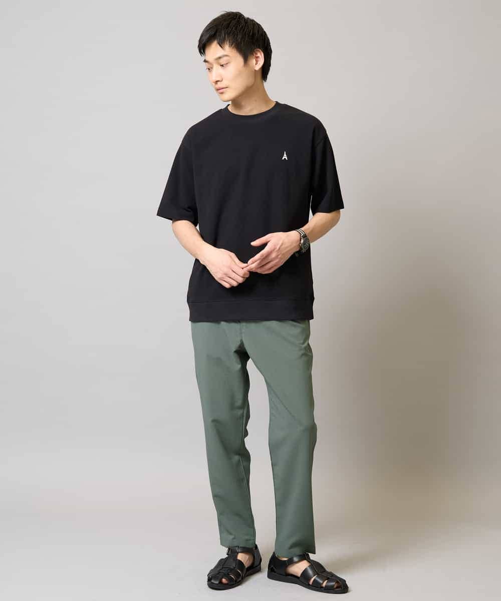 KHKGA89039 a.v.v MEN(アー・ヴェ・ヴェ) 【イージーケア/接触冷感】ライトアゼワンポイント刺繍スウェットＴ ブラック