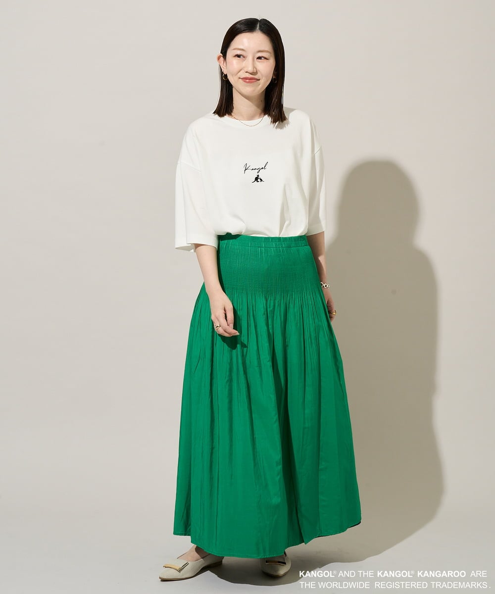 KHKGD15059 a.v.v MEN(アー・ヴェ・ヴェ) 【コラボ/接触冷感】ＫＡＮＧＯＬスクエアプリントロングシルエットカットソー ホワイト