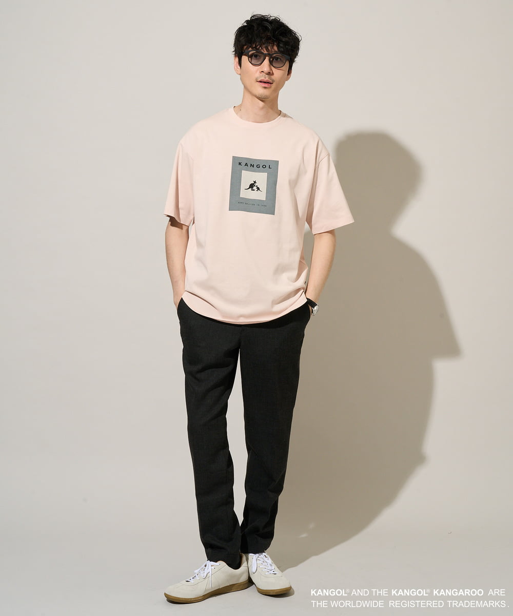 KHKGD16059 a.v.v MEN(アー・ヴェ・ヴェ) 【コラボ/接触冷感】ＫＡＮＧＯＬスクエアプリントロングシルエットカットソー ピンク