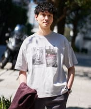 KHKGD18049 a.v.v MEN(アー・ヴェ・ヴェ) 【接触冷感】フォトプリントワイドシルエットカットソー ライトグレー