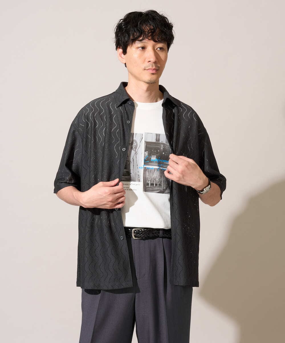 KHKGD18049 a.v.v MEN(アー・ヴェ・ヴェ) 【接触冷感】フォトプリントワイドシルエットカットソー ライトグレー