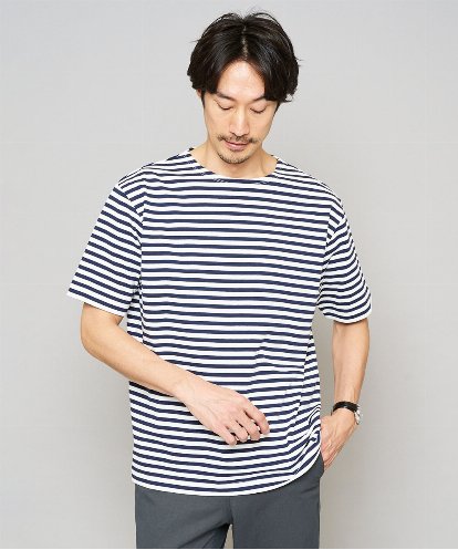 KHKGD23049 a.v.v MEN 【洗濯機で洗える】ベーシックボーダーカットソー