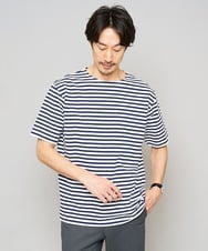 KHKGD23049 a.v.v MEN(アー・ヴェ・ヴェ) 【洗濯機で洗える】ベーシックボーダーカットソー ネイビー