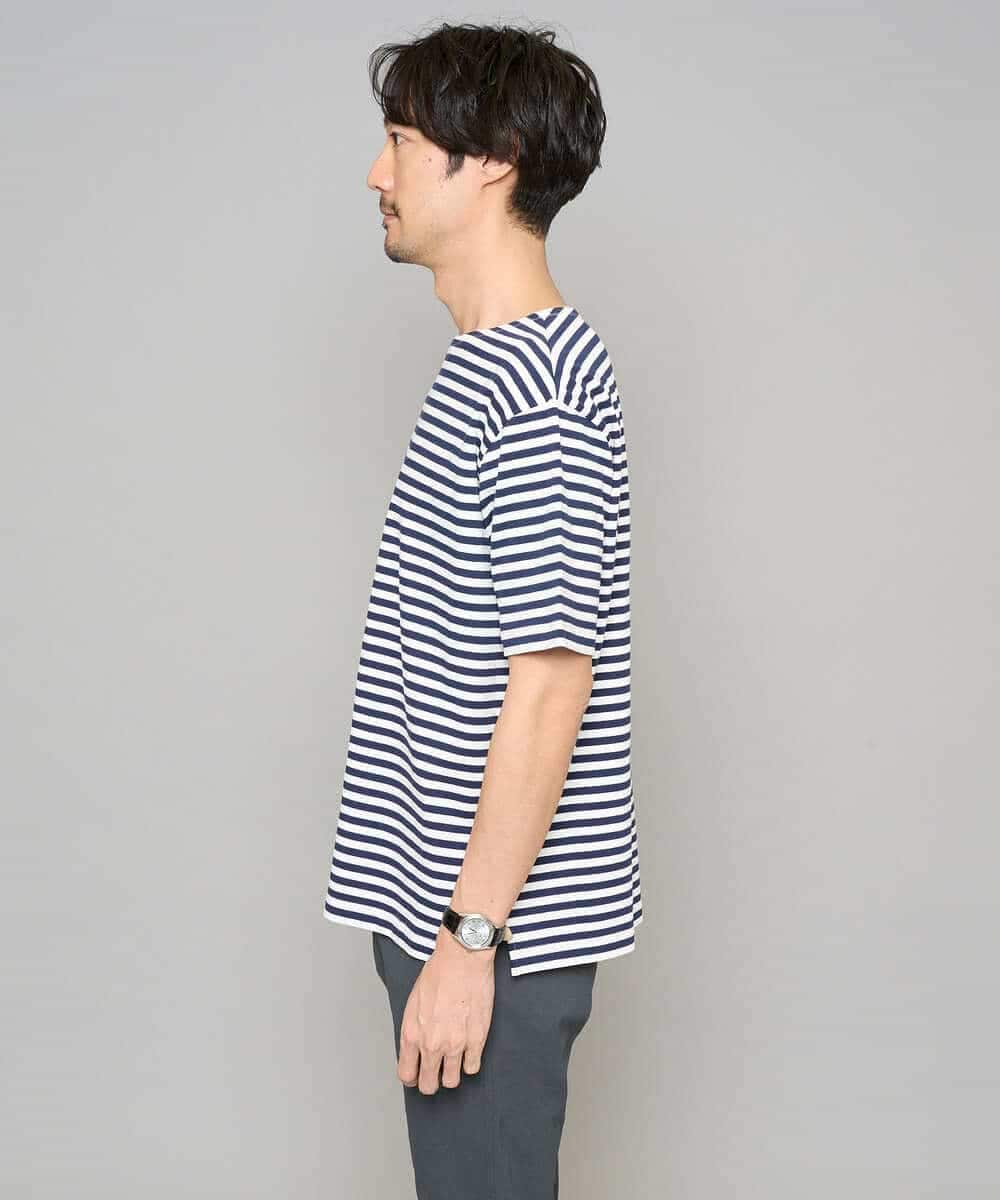 KHKGD23049 a.v.v MEN(アー・ヴェ・ヴェ) 【洗濯機で洗える】ベーシックボーダーカットソー ネイビー