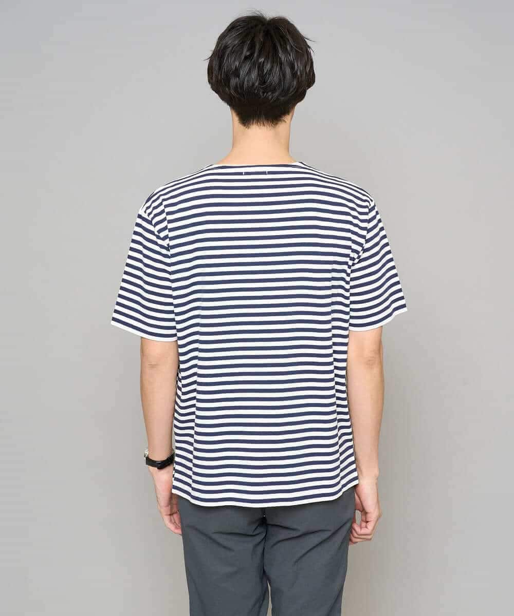 KHKGD23049 a.v.v MEN(アー・ヴェ・ヴェ) 【洗濯機で洗える】ベーシックボーダーカットソー ネイビー