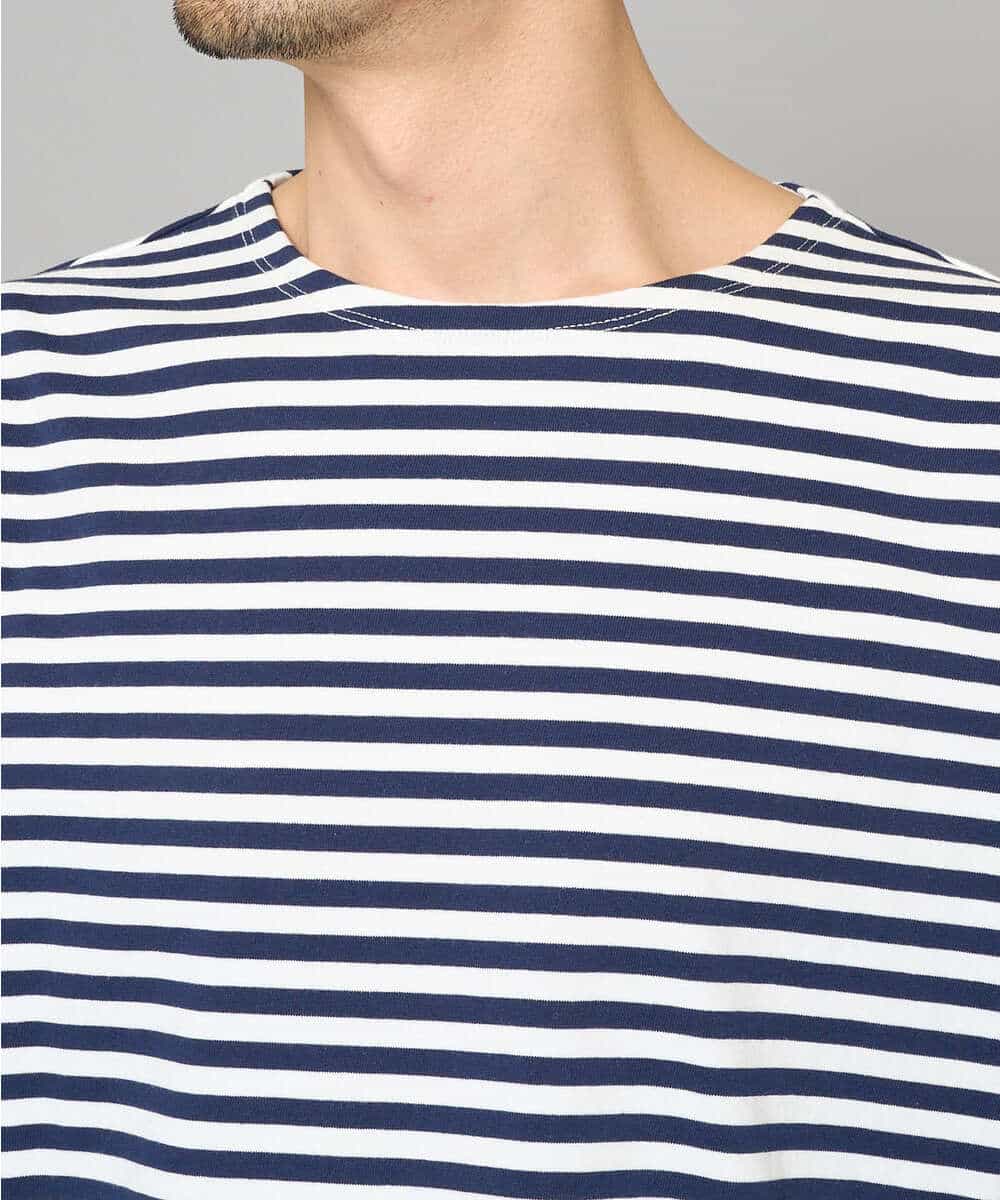 KHKGD23049 a.v.v MEN(アー・ヴェ・ヴェ) 【洗濯機で洗える】ベーシックボーダーカットソー ネイビー