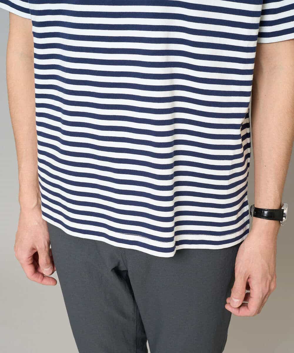 KHKGD23049 a.v.v MEN(アー・ヴェ・ヴェ) 【洗濯機で洗える】ベーシックボーダーカットソー ネイビー