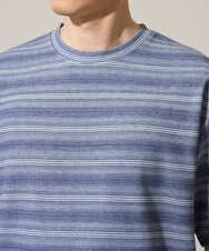 KHKGD24049 a.v.v MEN(アー・ヴェ・ヴェ) 【イージーケア/洗濯機で洗える】ワッフルランダムボーダーカットソー グレー