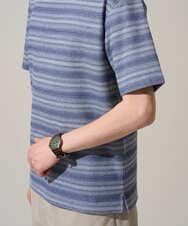 KHKGD24049 a.v.v MEN(アー・ヴェ・ヴェ) 【イージーケア/洗濯機で洗える】ワッフルランダムボーダーカットソー グレー