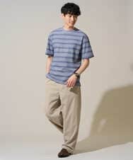 KHKGD24049 a.v.v MEN(アー・ヴェ・ヴェ) 【イージーケア/洗濯機で洗える】ワッフルランダムボーダーカットソー グレー